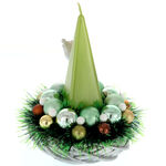 Karácsonyi asztaldísz zöld gömbök és angyallal 3