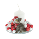 Christmas arrangement with cat candle 10cm 1