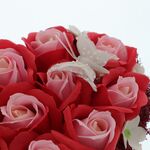 Aranjament floral trandafiri sapun inima rosie 20cm 6
