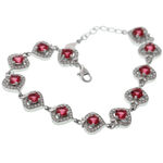 Pink Crystal Silver Bracelet