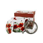 Porcelain mug with infuser and lid Poppies 430ml 1