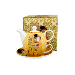 Ceainic cu ceasca Gustav Klimt Sarutul Ecru 350ml 1