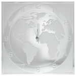 Silver wall clock world map 40cm