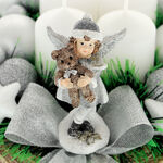 Silver advent wreath angel with teddy bear 4