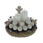 White angel Advent wreath with 4 candles 20cm 3
