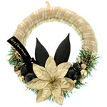 Black gold Christmas door wreath 25cm 1