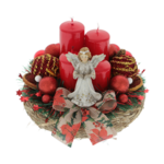 Advent decoration red with angel  20 cm 1