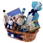 Light Blue Christmas gift basket 1