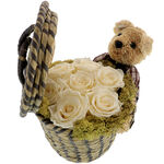 Forever Rose Basket With Teddy Bear 4