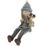 Figurine girl with reindeer textile legs 1