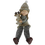 Figurine girl with reindeer textile legs 3