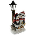 Illuminated pillar figurine with penguins 48 cm 2