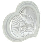 Silver plated icon Virgin Mary white heart 14cm 1