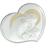 Silver plated icon Holy Family heart 18cm 2