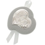 Heart silver plated icon Mary with child 2