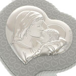 Heart silver plated icon Mary with child 3