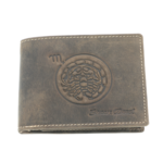 Men's wallet brown natural leather Zodiac Scorpion