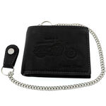 Leather wallet with black motorcycle chain