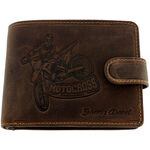 Motocross sports brown leather wallet 2