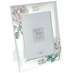 Silver wedding photo frame roses 33cm