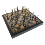 Exclusive chess box leather, metal pieces Napoleon 35cm 3