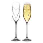 Set of 2 crystal heart Diamante champagne glasses 2