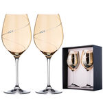 Set of 2 Chrystal Wine Glasses Amber Silhouette 1