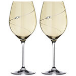 Set of 2 Chrystal Wine Glasses Amber Silhouette 2