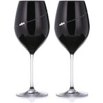 Set of 2 Crystal Wine Glasses Black Silhouette 2