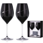 Set of 2 Crystal Wine Glasses Black Silhouette 5