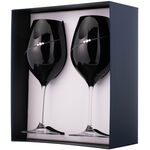 Set of 2 Crystal Wine Glasses Black Silhouette 6