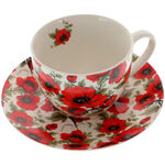 Set of 6 porcelain tea cups with poppies 2