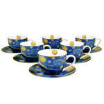 Set of 6 porcelain cups van Gogh Starry night 280ml 1