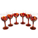 Set of 6 Hand Painted Orange Wine Glasses 2