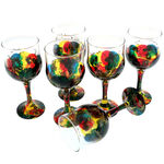Set of 6 Painted Wine Glasses Valencia 1