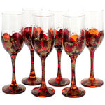 Set of 6 champagne glasses painted red orange 1