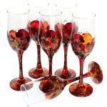 Set of 6 champagne glasses painted red orange 2