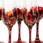 Set of 6 champagne glasses painted red orange 4