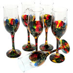 Set of 6 champagne glasses painted Valencia 2