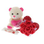 Rose bouquet gift set with teddy bear 1