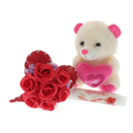 Rose bouquet gift set with teddy bear 2