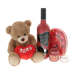 Gift set with teddy bear and personalized bottle 1
