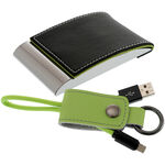 Green Business Card and Keychain Gift Set 1
