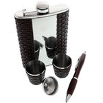 Gift Set with Flask, Two Shot Glasses and Pen 1