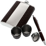 Gift Set with Flask, Two Shot Glasses and Pen 2