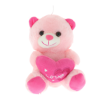 Pink teddy bear with love heart 20cm