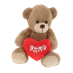Brown teddy bear with love heart 25cm
