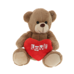 Brown teddy bear with love heart 25cm 2