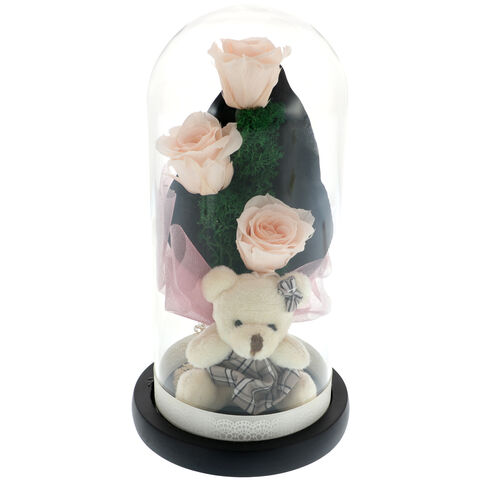 Bouquet 3 Cryogenic Roses with a Teddy Bear