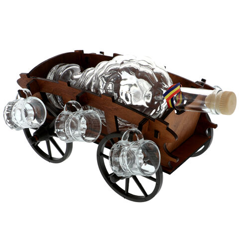 Chariot with grape bottle and 6 cups